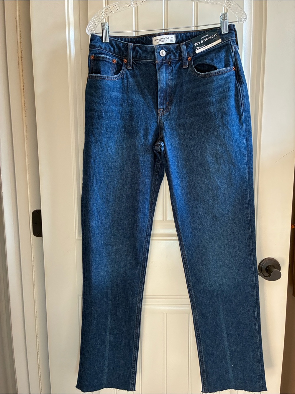 Abercrombie & Fitch 28R Dark Blue Mid Rise (90'sStraight style) Jeans Curve Love - Picture 16 of 16